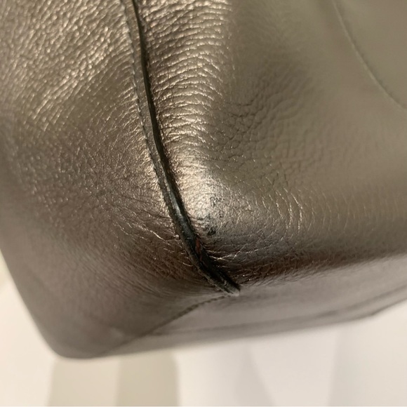 Kate Spade Metallic Pewter Double Handle Open Tote Bag, Silver Tone Hardware - Picture 12 of 15